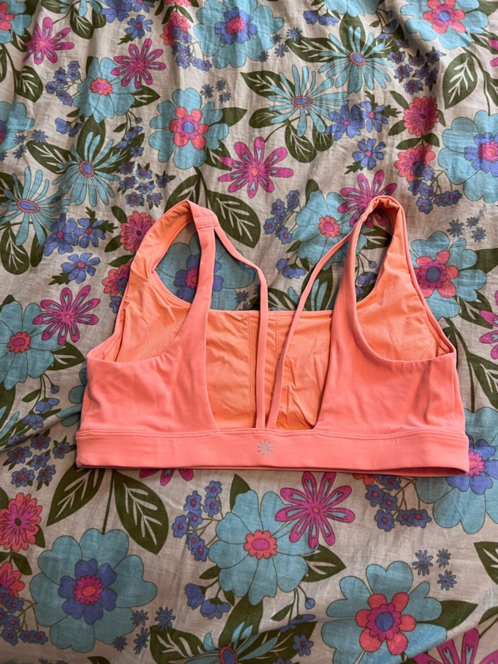 Athleta Coral orange Sports Bra - strappy back low profile front
